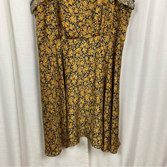 Unique Vintage Navy Blue&Yellow Floral Tie Front 1940’s Swing Midi Dress Sz.5x - Picture 3 of 12